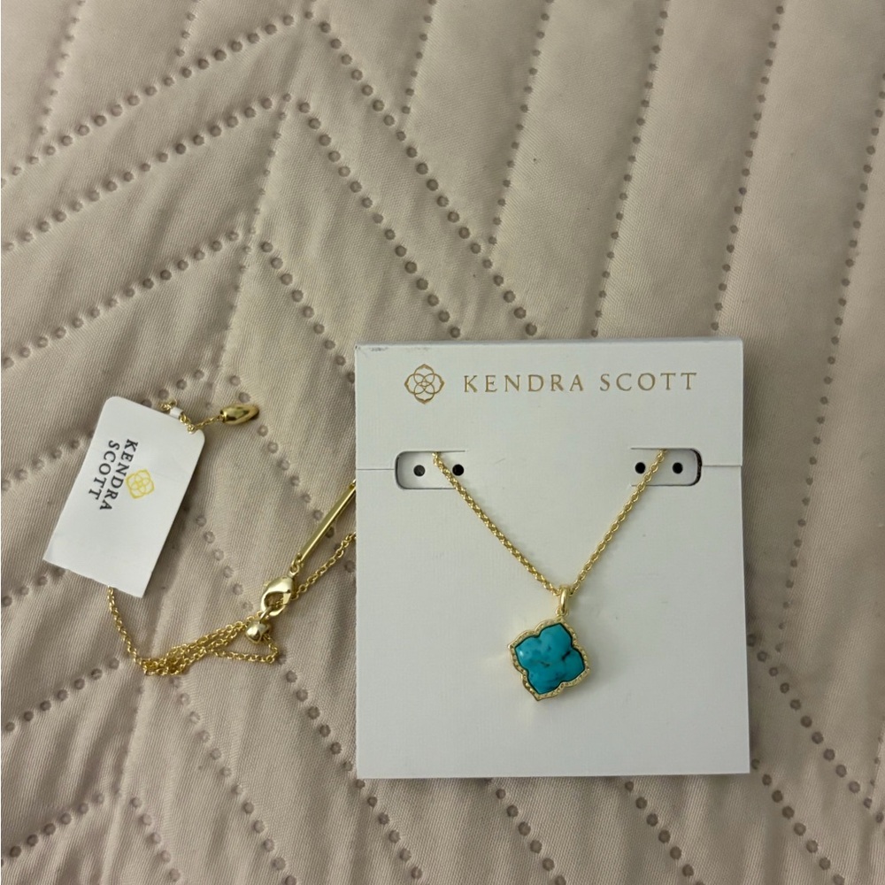 Kendra Scott Mallory Pendant Gold Necklace with Turquoise Pendant - Picture 2 of 5